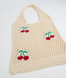 Simply Sweet Cherry Crochet Knit Tote Bag