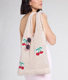 Simply Sweet Cherry Crochet Knit Tote Bag