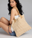 Style in Check Straw Tote Bag