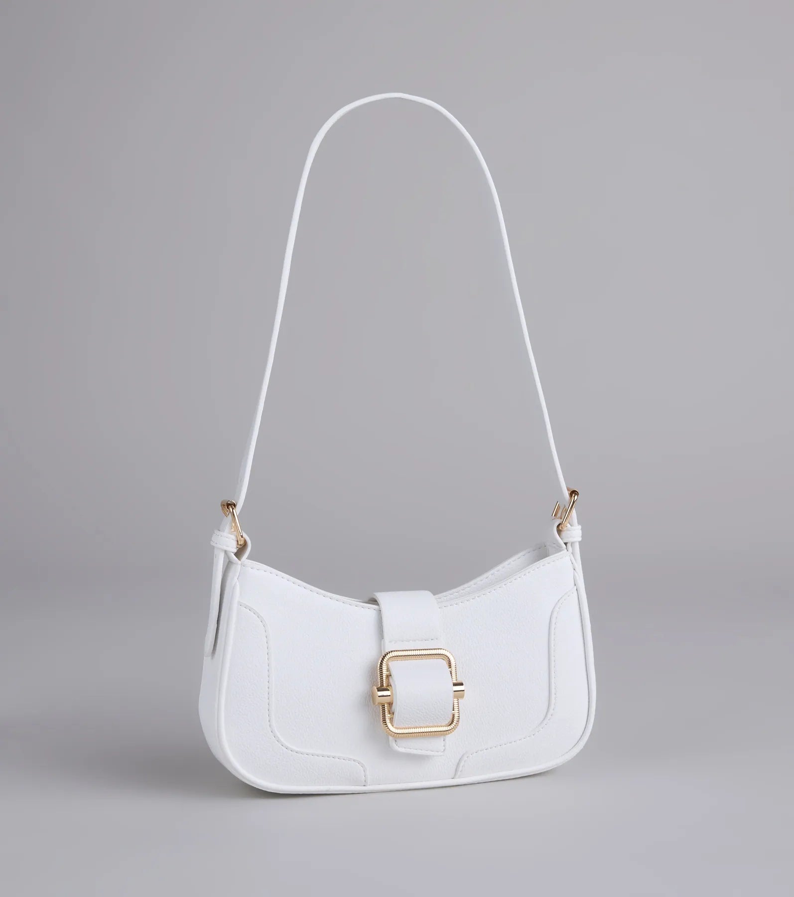 ★NOFFICIALNOFFICE★RIBBON BUCKLE SHOULDER BAG SILVER★人気 Not Your Basic Buckle Shoulder Bag | Windsor