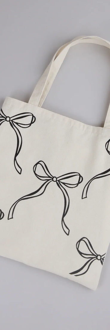 Take A Bow Print Canvas Tote Bag