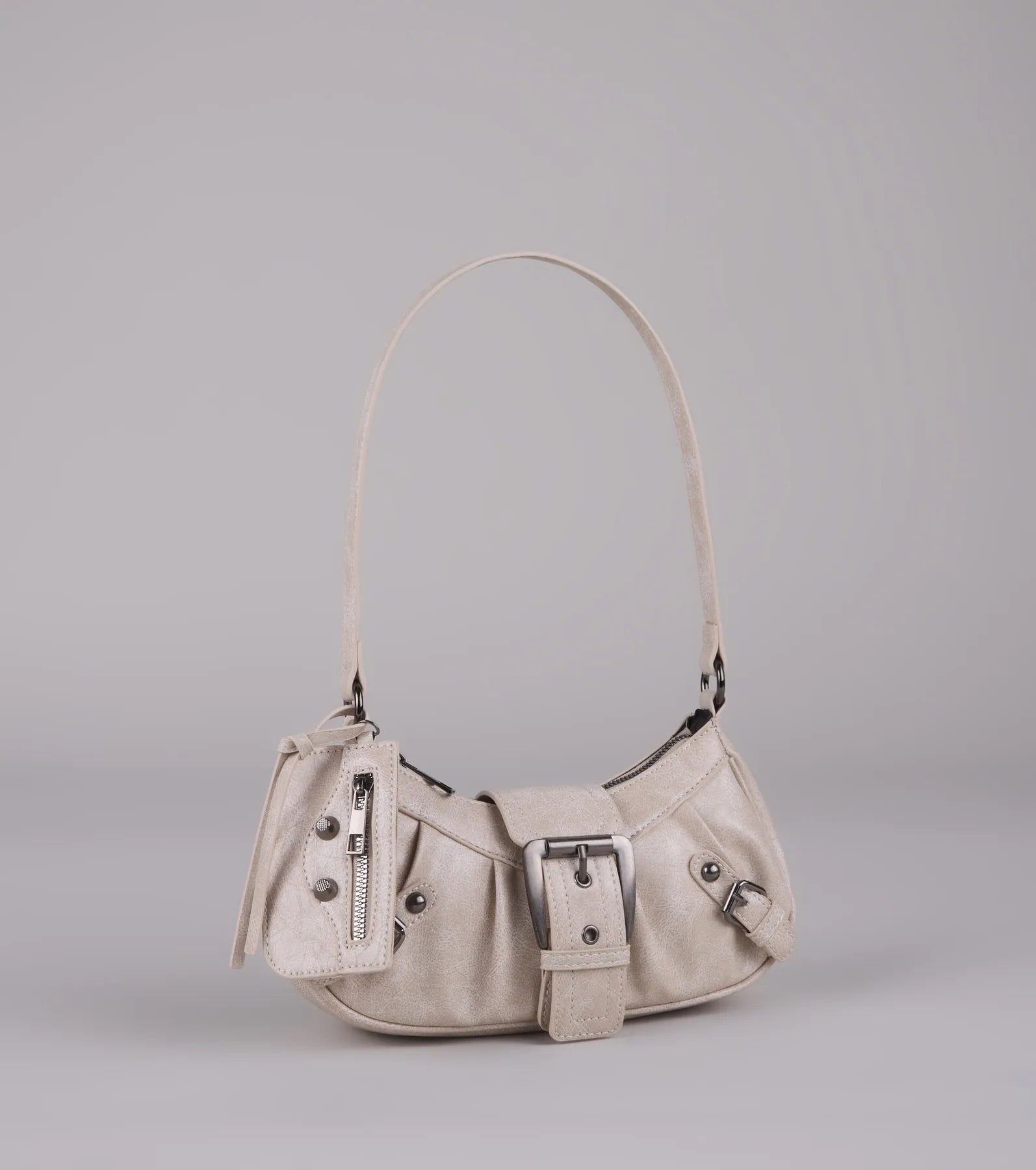 【WONDER WONDER】Washing Leather Belt Buckle Shoulder Bag Moto Belt Mini Leather Shoulder Bag - WONDER WONDER | 60
