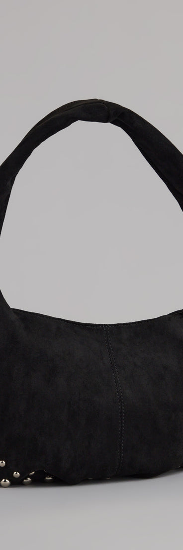 Style your vibe in seconds with the Studded And Stunning Suede Shoulder Bag, a fashion accessories essential that completes any outfit with ease.