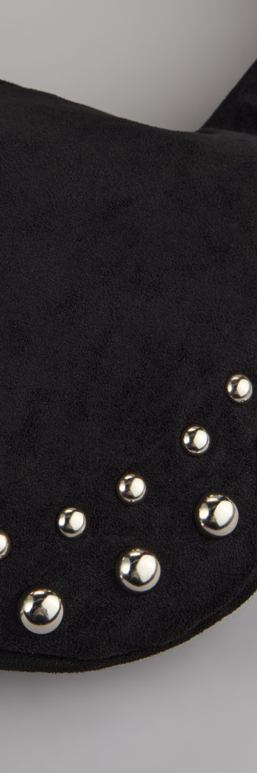 This piece brings trend-right energy to the Studded And Stunning Suede Shoulder Bag, perfect for fall outfits that stand out.