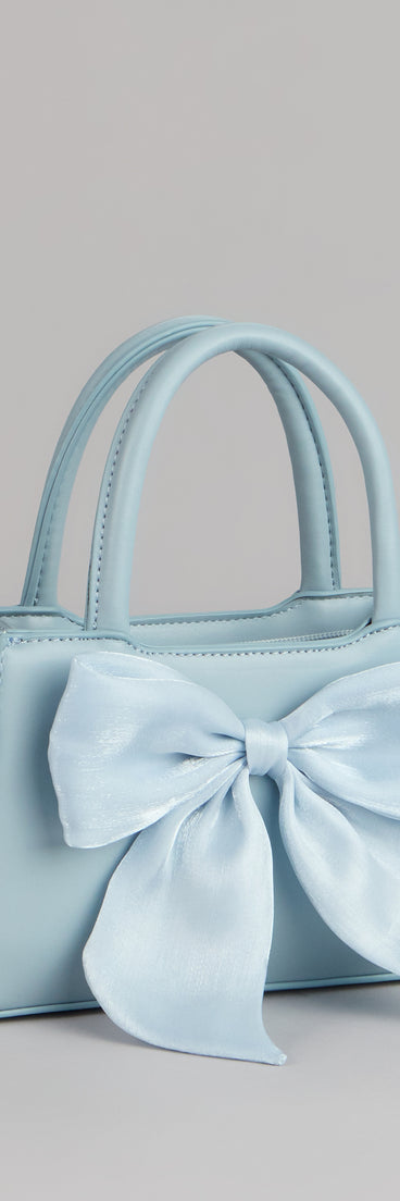 Tres Chic Tulle Bow Faux Leather Handbag