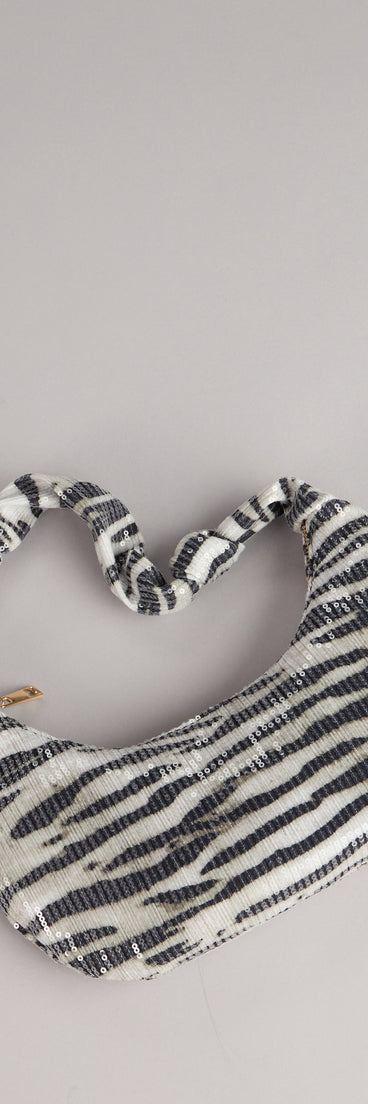 Lowkey Bold Zebra Sequin Shoulder Bag