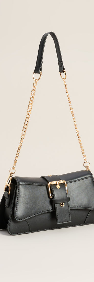 Sleek Finish Faux Leather Shoulder Bag