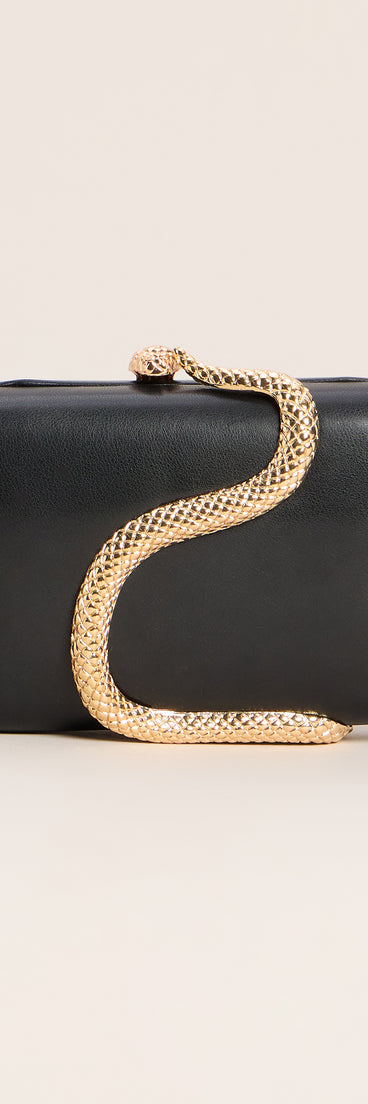Snake Charmer Faux Leather Clutch