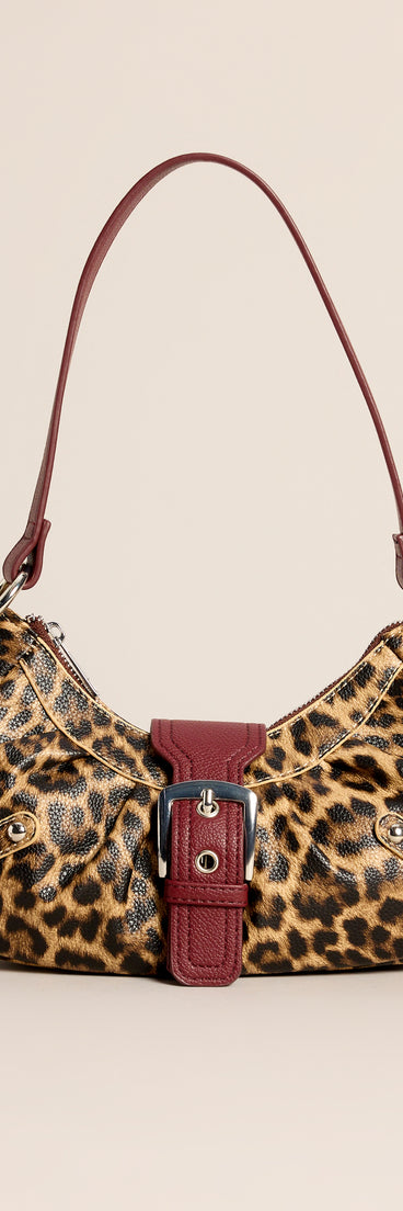 Wild Card Leopard Buckle Shoulder Bag