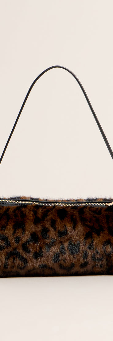 Wild Side Leopard Faux Fur Barrel Shoulder Bag