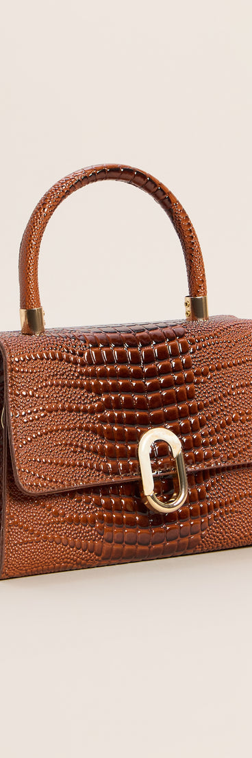 Handle The Day Croc Embossed Handbag