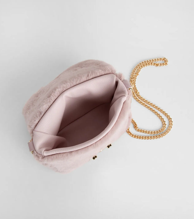 Pink Aesthetic Faux Fur Cross-body Purse