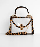 Leopard Trim Clear Mini Purse
