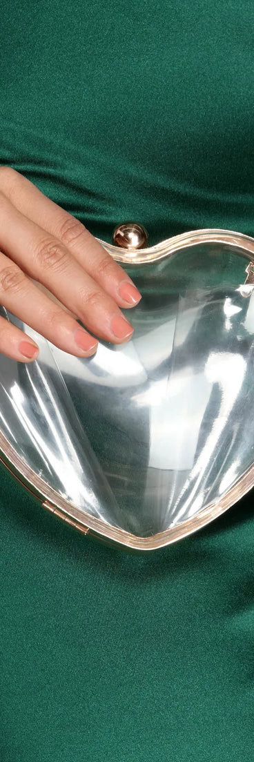 Clear Heart Shaped Cross-Body Clutch