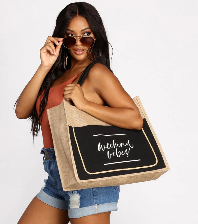 Weekend Vibes Straw Tote Bag