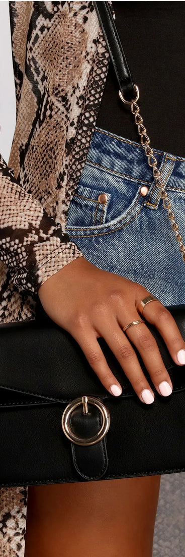 Out All Night Faux Leather Crossbody Purse