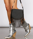 Boost Of Confidence Fringe Suede Saddle Purse