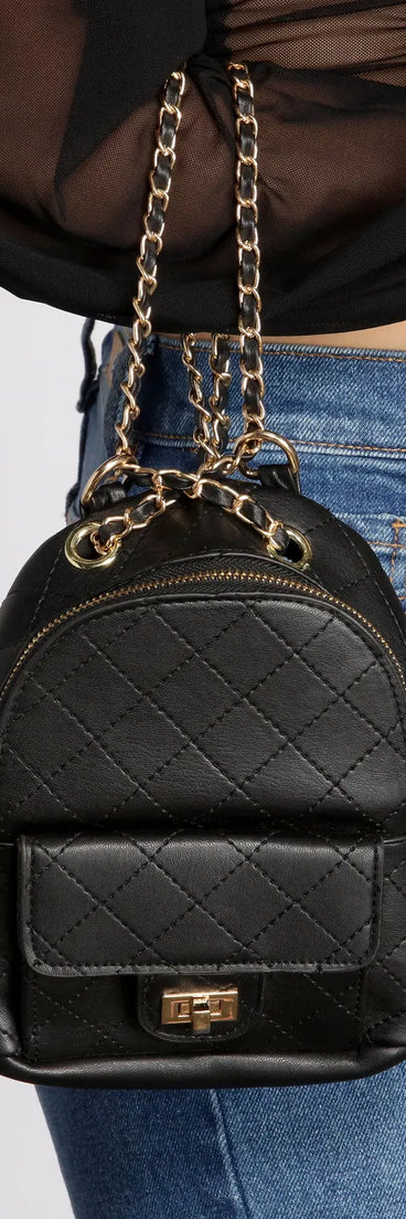 Day To Night Quilted Chain Backpack