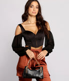 Croc Embossed Chain Link Shoulder Bag