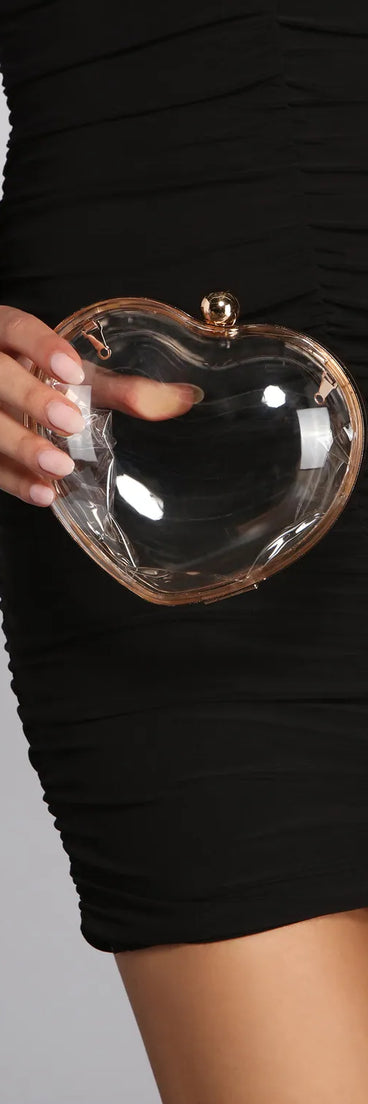 Clear Heart-Shaped Crossbody Clutch