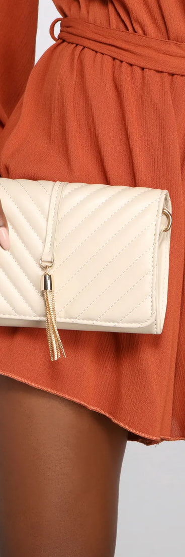 Quilted Chevron Faux Leather Crossbody
