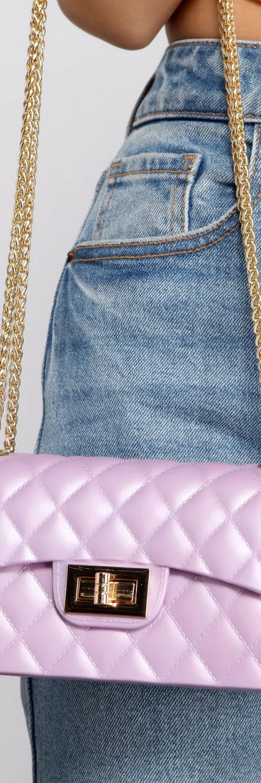 Trendy Glamour Quilted Diamond Jelly Crossbody