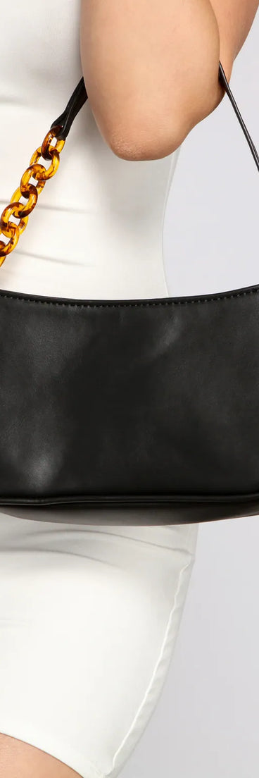 Trendy Tortoise Chain Faux Leather Shoulder Bag