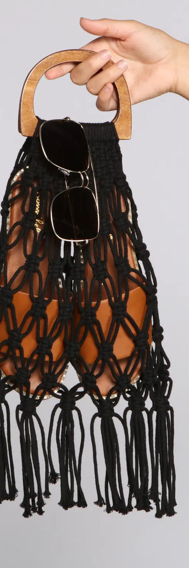 Hello Summer Woven Fringe Tote