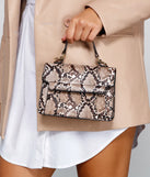 Strut Down Snake Print Top Handle Purse