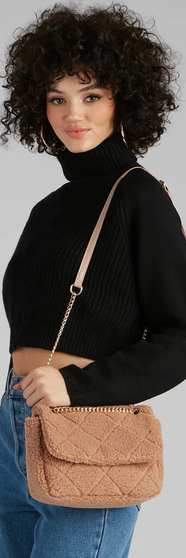 Fuzzy Extras Sherpa Quilted Crossbody