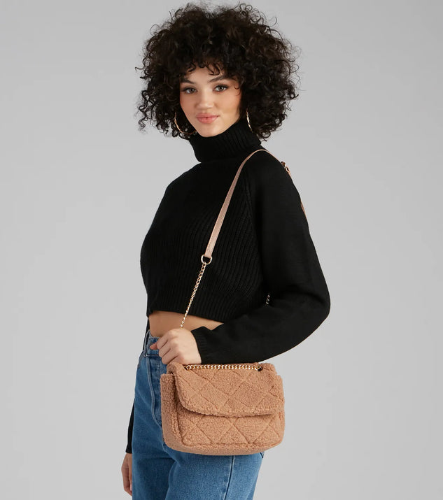 Fuzzy Extras Sherpa Quilted Crossbody