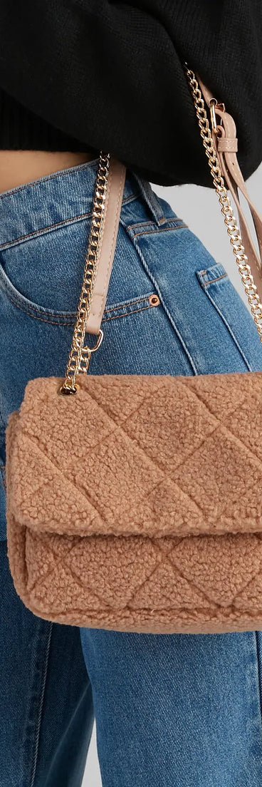 Fuzzy Extras Sherpa Quilted Crossbody