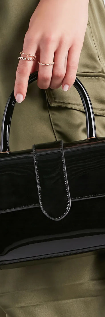 Sleek Perfection Patent Faux Leather Handbag