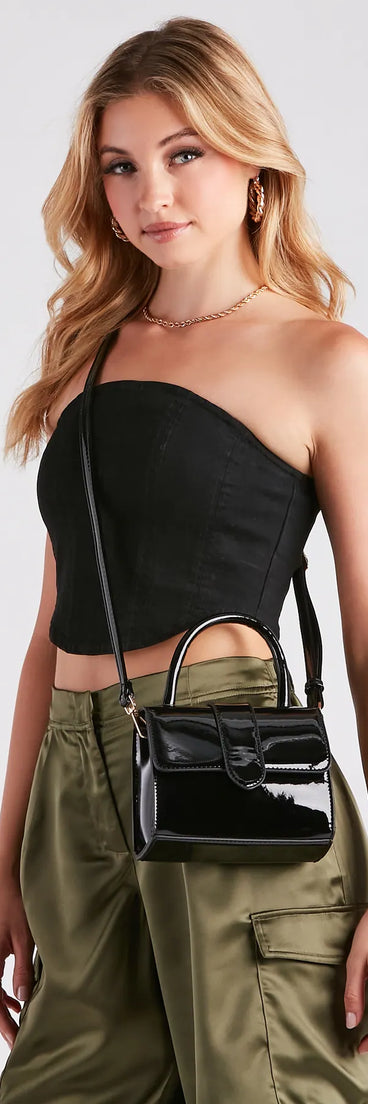 Sleek Perfection Patent Faux Leather Handbag
