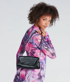 Sleek Design Croc-Embossed Shoulder Bag