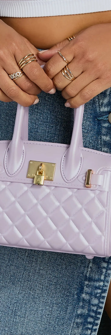 So Jelly Quilted Lock Satchel Tote Bag