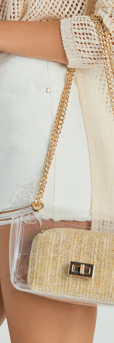 Clear Intentions Crossbody Bag With Straw Pouch