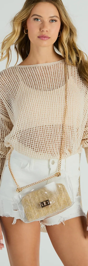 Clear Intentions Crossbody Bag With Straw Pouch