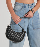 Side To Side Chain Faux Leather Handbag