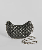 Side To Side Chain Faux Leather Handbag