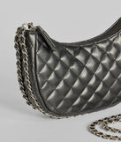 Side To Side Chain Faux Leather Handbag