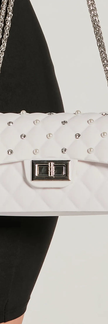 On The Go Babe Faux Pearl Jelly Crossbody Bag