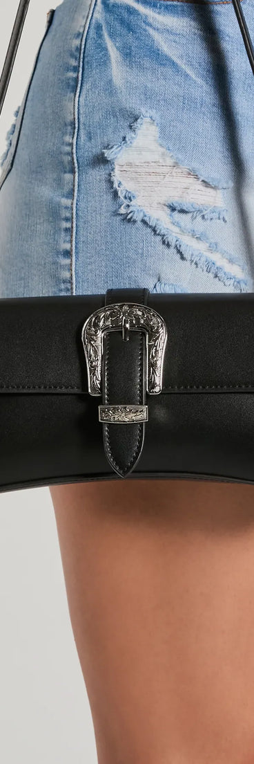 Western Ways Buckle Faux Leather Handbag
