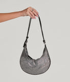Glam Direction Rhinestone Mesh Shoulder Bag
