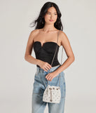 Glam Rhinestone Quilted Bucket Bag