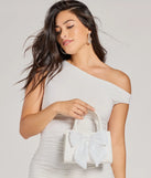 Tres Chic Tulle Bow Faux Leather Handbag