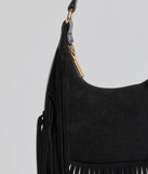 Caught In The Fringe Faux Suede Shoulder Bag