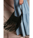 Caught In The Fringe Faux Suede Shoulder Bag