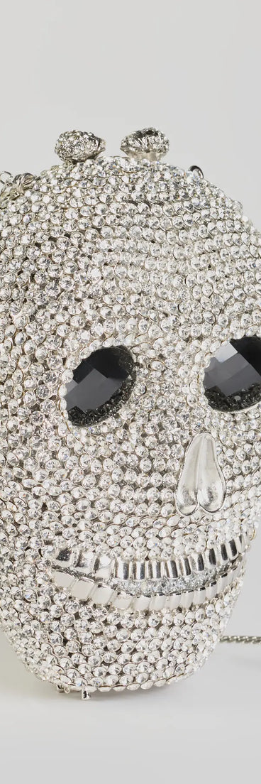 Glam Ghoul Rhinestone Skull Clutch