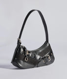 Bold Buckles Faux Leather Handbag